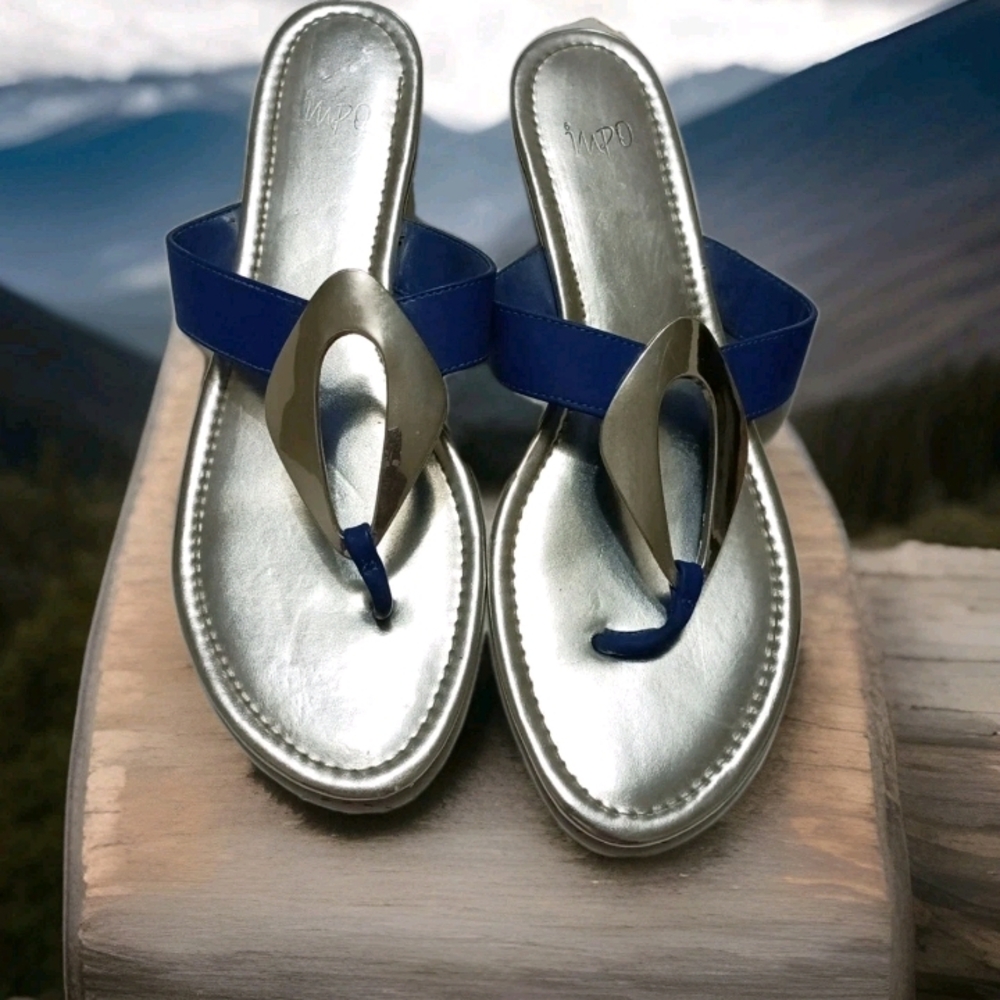 Impo Gail Women's Thong Blue/Silver Sandals Size 12M